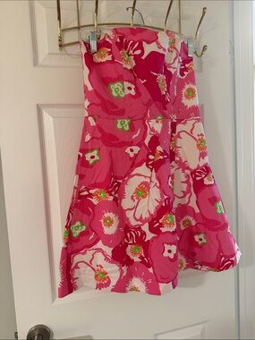 Lilly Pulitzer Hot Pink Floral Strapless Dress